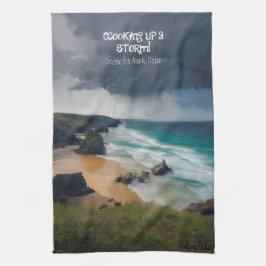 Ein stürmischer, launenhafter Strand, aquamarines  Geschirrtuch