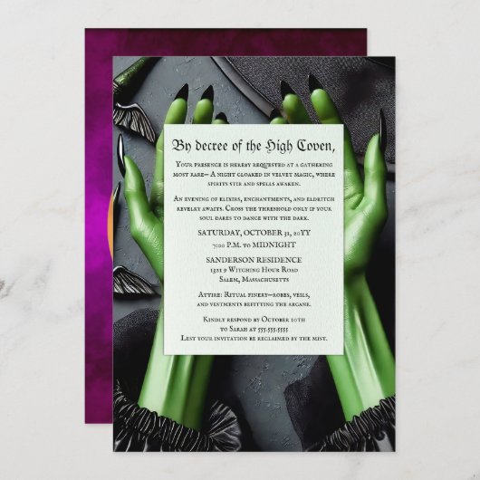 Ein Summen von Schatten Hexen-Halloween-Party Einladung (Vorne/Hinten)