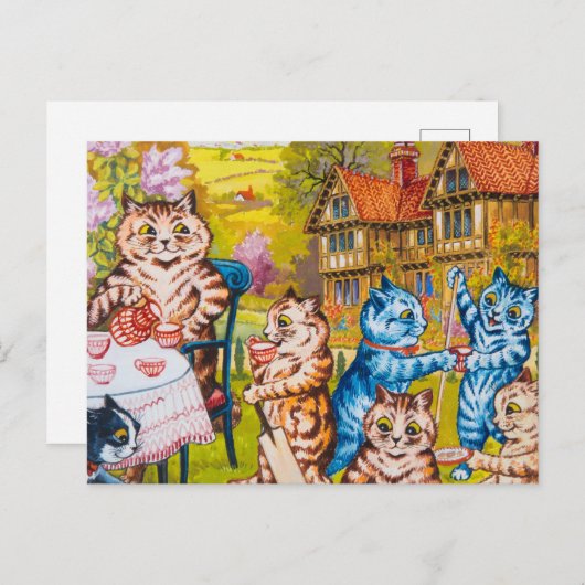 Ein Summer Tee Party von Louis Wain Postkarte (Vorne/Hinten)