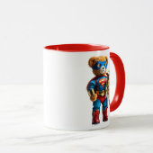 Ein Superheld-Bär hält ein Haar. Tasse (VorderseiteRechts)