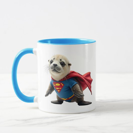 Ein Superheld-Robbenbaby. Tasse (Links)