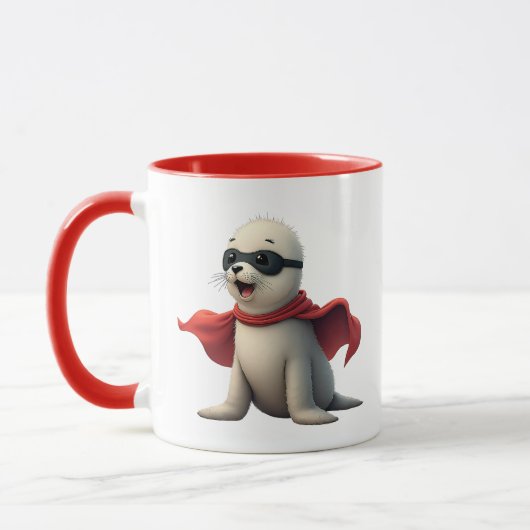 Ein Superheld-Robbenbaby. Tasse (Links)