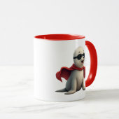 Ein Superheld-Robbenbaby. Tasse (VorderseiteRechts)