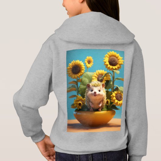 Ein superniedlicher Igel mit Sonnenblumen, unwirkl Hoodie (Rückseite)