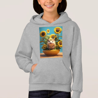 Ein superniedlicher Igel mit Sonnenblumen, unwirkl Hoodie