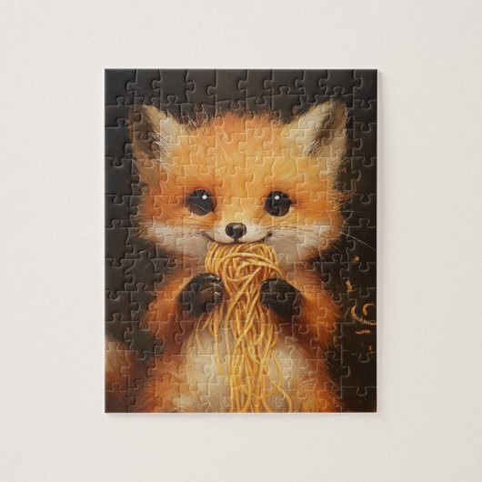 Ein superniedlicher, roter Fuchs, der Spaghetti is Puzzle (Vertikal)