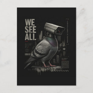 Ein surrealer Überwachungskamera-Taube Wir Sehen A Postkarte