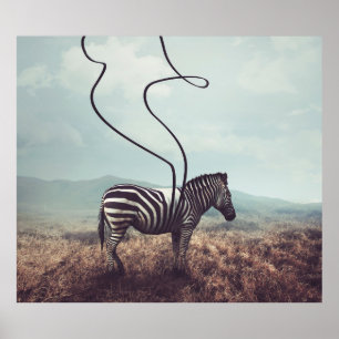 Ein surreales Bild eines Zebras und zwei seiner sc Poster