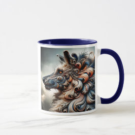 Ein surrealistisches Wolfsbild. Tasse