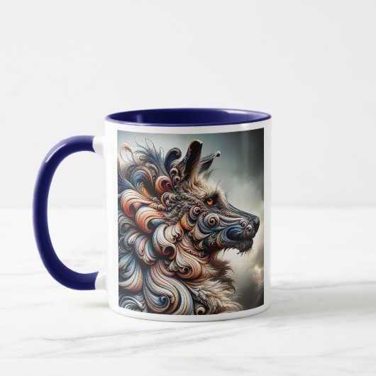 Ein surrealistisches Wolfsbild. Tasse (Links)