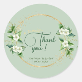 Ein süß Dankeschön an Gold Grüne Eukalyptus Weddin Runder Aufkleber