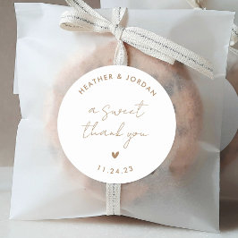 Ein süß Dankeschön Gold Hochzeit süßen Gefallen Runder Aufkleber