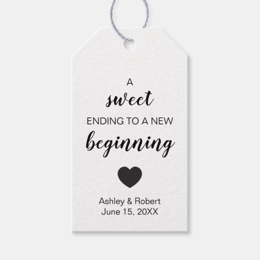 Ein Süß, der einer neuen Gastgeschenk Hochzeit end Geschenkanhänger (Vorderseite)