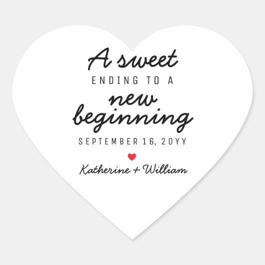 Ein Süß, der einer neuen Gastgeschenk Hochzeit end Herz-Aufkleber (Vorderseite)