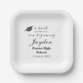 Ein Süß, der zu einem neuen Beginnend-Abschluss en Pappteller (Vorderseite)