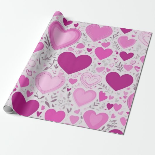 Ein süß-zauberhaftes Herz-Muster Geschenkpapier (Ungerollt)