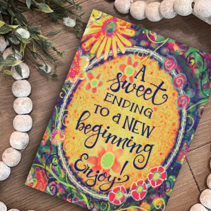 Ein süßer Abschluss zu einem neuen Beginnstoff Karte