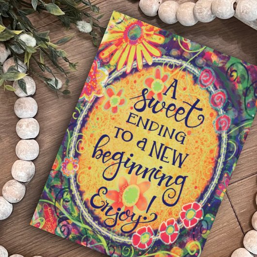 Ein süßer Abschluss zu einem neuen Beginnstoff Karte