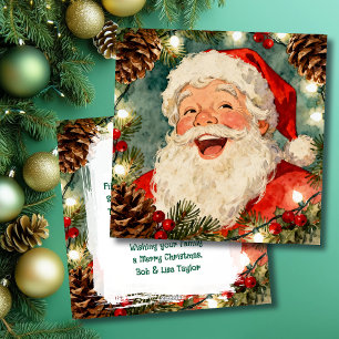 Ein süßer altmodischer Weihnachtsmann und ein Weih Feiertagskarte