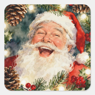 Ein süßer altmodischer Weihnachtsmann   Vintage-We Quadratischer Aufkleber