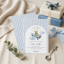 Ein süßer Baby-Junge Teddybär Vintage Blaues Flugz