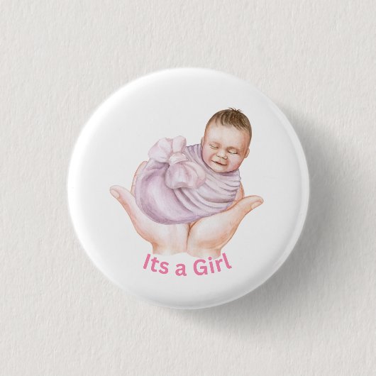 Ein süßer Baby-Shower-Button für Mädchen Button (Vorderseite)
