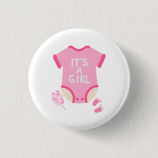 Ein süßer Baby-Shower-Button-Pin für Mädchen Button (Vorderseite)