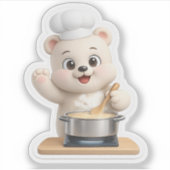 Ein süßer Bär kocht. Aufkleber (Vorderseite)