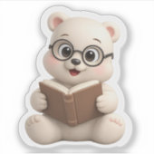 Ein süßer Bär liest ein Buch. Aufkleber (Vorderseite)