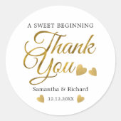 Ein süßer Beginngolden dank Ihrer Gastgeschenk Hoc Runder Aufkleber (Vorderseite)