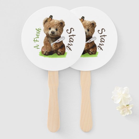 Ein süßer brauner Teddybär  Fächer (Vorne und Hinten)