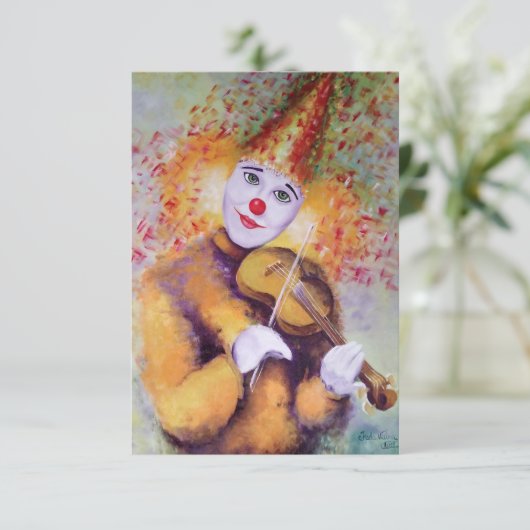 Ein süßer Clown, der Geige spielt Ankündigung (Stehend Vorderseite)