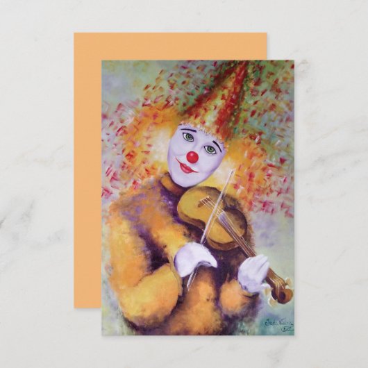 Ein süßer Clown, der Geige spielt Ankündigung (Vorne/Hinten)