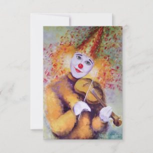 Ein süßer Clown, der Geige spielt Ankündigung