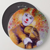 Ein süßer Clown, der Geige spielt Button (Vorne & Hinten)