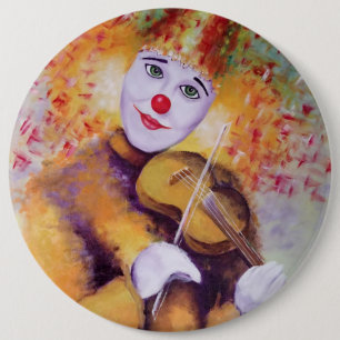 Ein süßer Clown, der Geige spielt Button
