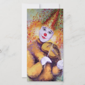 Ein süßer Clown, der Geige spielt Dankeskarte