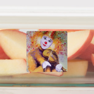 Ein süßer Clown, der Geige spielt Etiketten