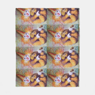 Ein süßer Clown, der Geige spielt Fleecedecke