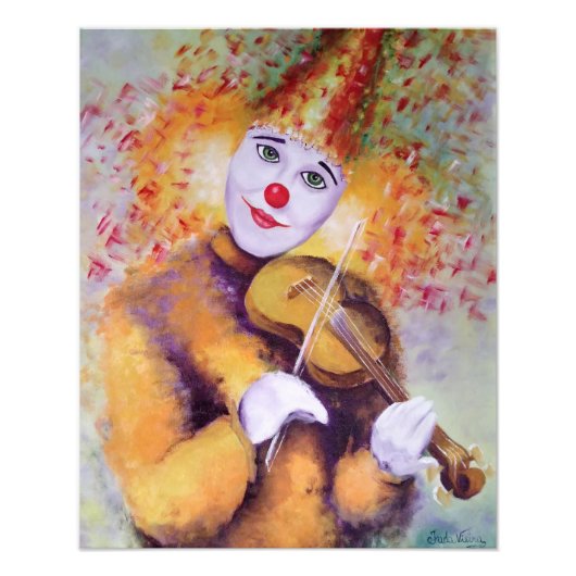 Ein süßer Clown, der Geige spielt Fotodruck (Vorne)