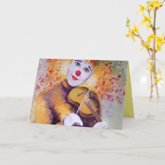 Ein süßer Clown, der Geige spielt Karte (Gelbe Blume)