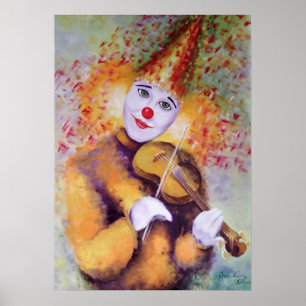 Ein süßer Clown, der Geige spielt Poster