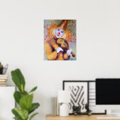 Ein süßer Clown, der Geige spielt Poster (Heimbüro)