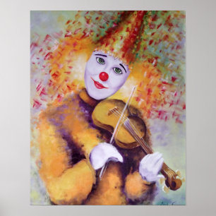 Ein süßer Clown, der Geige spielt Poster