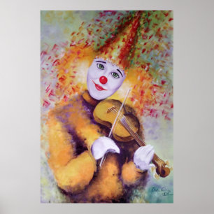 Ein süßer Clown, der Geige spielt Poster