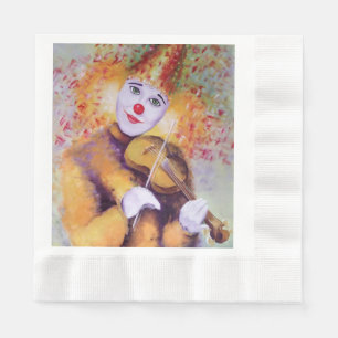Ein süßer Clown, der Geige spielt Serviette