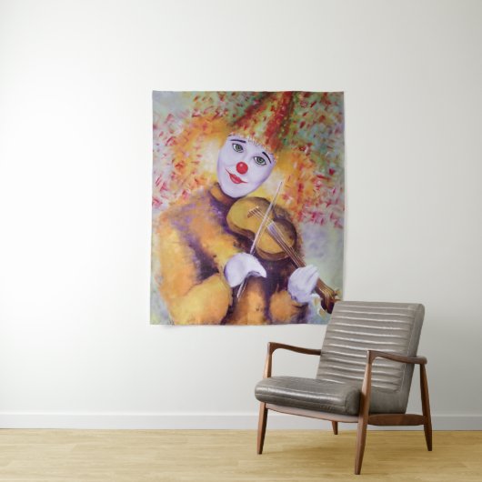 Ein süßer Clown, der Geige spielt Wandteppich (Beispiel)