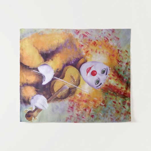 Ein süßer Clown, der Geige spielt Wandteppich (Vorderseite (Horizontal))
