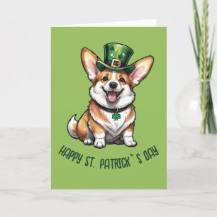 Ein süßer Corgi am St. Patrick's Tag Feiertagskarte