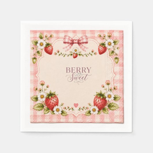 Ein süßer Erdbeer-Geburtstag Serviette (Vorderseite)